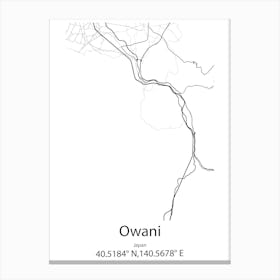 Owani,Japan Minimalist Map Canvas Print