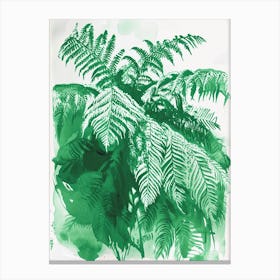 Green Ink Painting Of A Australian Tree Fern 1 Canvas Print