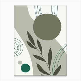 Boho Wall Art Print Sage Green Abastract Flat Scandi Design C Canvas Print