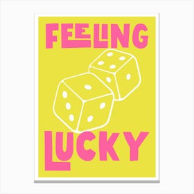 Feeling Lucky Bright - Yellow and Bright Pink Canvas Print
