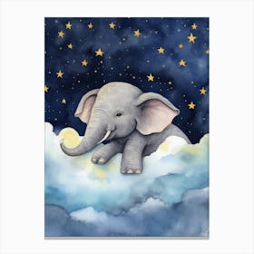 Baby Elephant 7 Sleeping In The Clouds Canvas Print