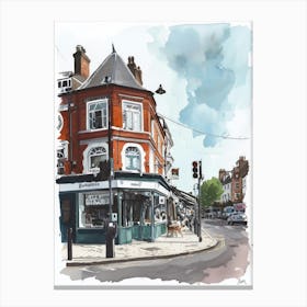 Kingston Upon Thames London Borough   Street Watercolour 2 Canvas Print