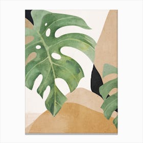 Abstract Art Tropical Monstera Leaves Canvas Print