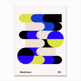 Geometric Bauhaus Poster Electric Blue 22 Canvas Print
