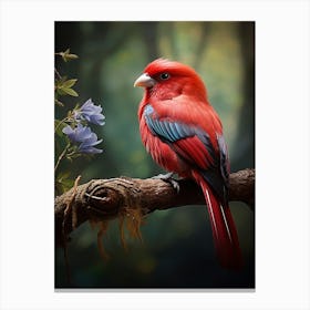 Crimson Canopy: Rosella Jungle Bird Decor Canvas Print