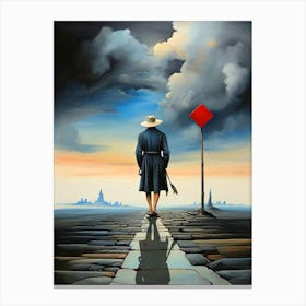 Man Walking On A Road Canvas Print