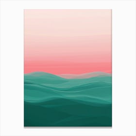 Abstract Ocean Background with pink sky Canvas Print