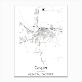 Casper,United States Minimalist Map 1 Canvas Print