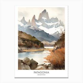 Patagonia Argentina Watercolour Travel Poster 2 Canvas Print