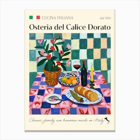 Osteria Del Calice Dorato Trattoria Italian Poster Food Kitchen Canvas Print