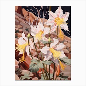 Columbine 4 Flower Painting Canvas Print