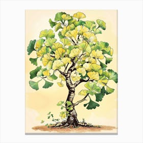 Ginkgo Tree Storybook Illustration 2 Canvas Print