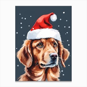 Cute Dog Wearing A Santa Hat Painting (2) Canvas Print