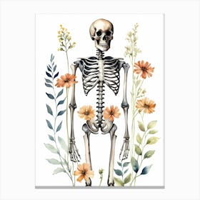 Floral Skeleton Watercolor Painting (17) Canvas Print