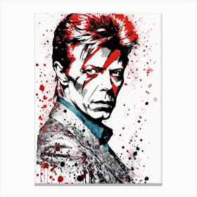 David Bowie Portrait Ink Painting (19) Canvas Print