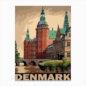 Denmark, Medieval Castle, Vintage Travel Poster Canvas Print