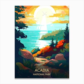 Acadia National Park Travel Poster Illustration Style 8 Canvas Print