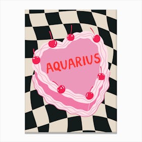 Aquarius Zodiac Heart Cake Canvas Print