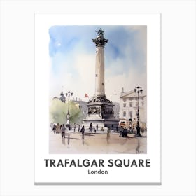 Trafalgar Square, London 4 Watercolour Travel Poster Canvas Print