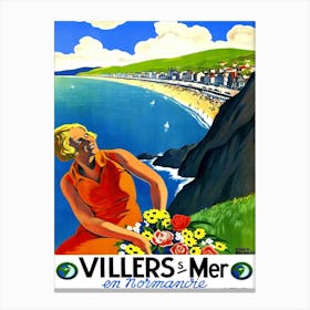 Girl At Normandy Coast, France Canvas Print