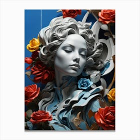Bust Of A Woman With Roses Canvas Print