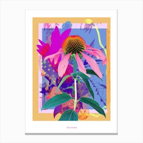 Gaillardia 2 Neon Flower Collage Poster Canvas Print