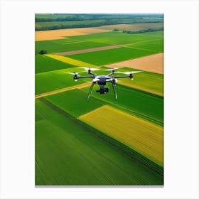 Drone Flying Over A Field Canvas Print