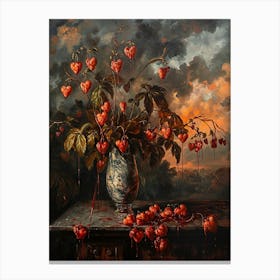 Baroque Floral Still Life Bleeding Hearts Dicentra 4 Canvas Print