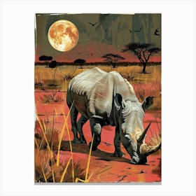 Rhino In The Savannah Canvas Print