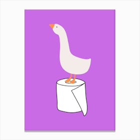 Silly Goose on Toilet Paper Purple Leinwandbild