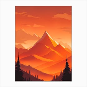 Misty Mountains Vertical Composition In Orange Tone 63 Canvas Print