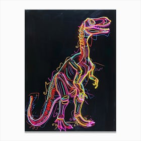 Neon T Rex Dinosaur Scribble Canvas Print