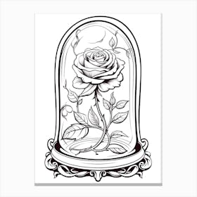 The Enchanted Rose (Beauty And The Beast) Fantasy Inspired Line Art 1 Canvas Print