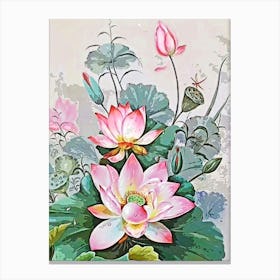 Lotus Flower Painting Canvas Print