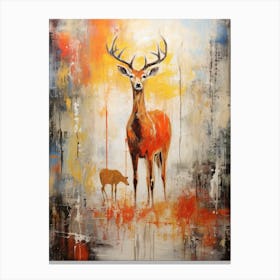 Deer Abstract Expressionism 2 Canvas Print