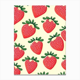 Strawberry Repeat Pattern, Fruit, Marker Art Illustration 2 Canvas Print