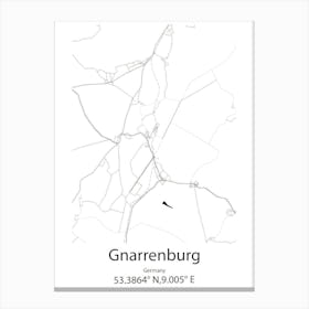 Gnarrenburg,Germany Minimalist Map Canvas Print