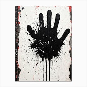 Black Charcoal Hand Sketching Over A Canvas With Splatters And Drips Of Paint Heavy Grunge Texture (5) Canvas Print