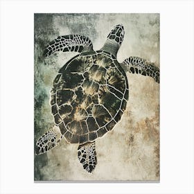 Textured Sea Turtle Swimming Painting 3 Canvas Print