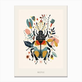 Colourful Insect Illustration Beetle 3 Poster Canvas Print
