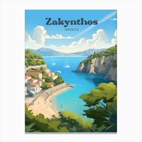 Zakynthos Greece Seaside Modern Travel Art Canvas Print