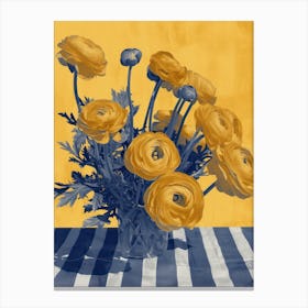 Ranunculus Flowers On A Table   Contemporary Illustration 1 Canvas Print