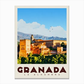 Granada Spain Travel Poster Canvas Print