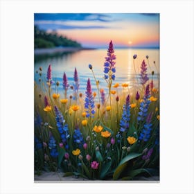 Wildflowers At Sunset Canvas Print