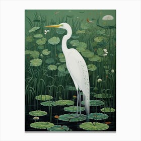 Ohara Koson Inspired Bird Painting Egret 3 Canvas Print