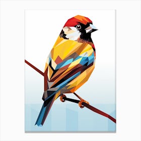 Colourful Geometric Bird House Sparrow 2 Canvas Print