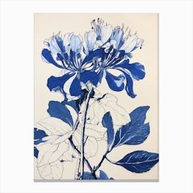 Blue Botanical Honeysuckle Canvas Print