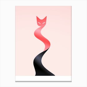 Cat On A Pink Background Canvas Print