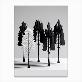 Minimal black white 3d trees Canvas Print