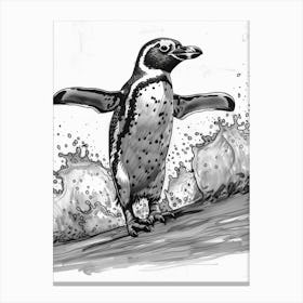 African Penguin Hauling Out Of The Water 4 Canvas Print